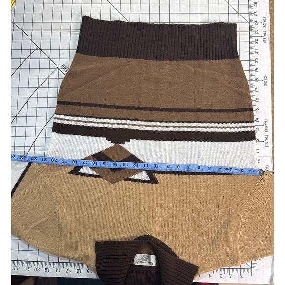 Greentree Vintage 70s Tan Brown Stripe Collar Pullover Sweater Men Large - Picture 8 of 8